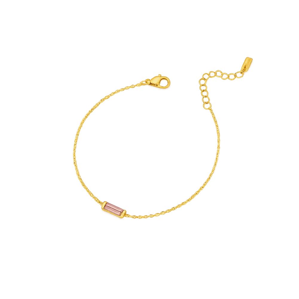 Quadratischer Zirkon Goldplattiertes Armband Stapelbares Minimalistisches Armband Trendiges Geburtsstein-Armband Täglich