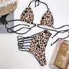 Sexy Leopard Print Bikini Set High Waist Swimsuit Women Bandage Deep V Swimwear