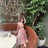 French Holiday Plaid Lace Splicing Tube Top Dress Summer Temperament Waist New Thin Retro Dress