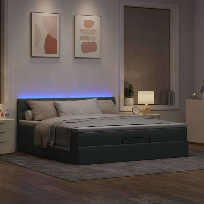 VidaXL Ottoman Bed Frames and Mattress Light Grey 200x200cm Fabric 3312416