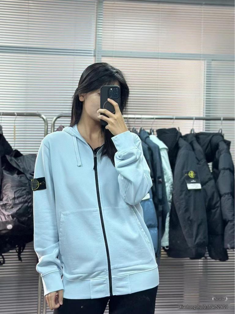 Revised Unisex Stone Hoodie: Autumn/Winter Solid Color, Sleeve Patch, Badge Style Zipper Sweatshirt Jacket.