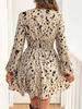 Leopard print new long-sleeved dress, women's