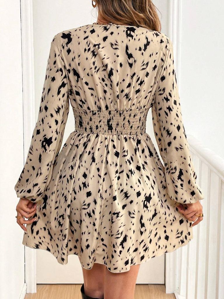 Leopard print new long-sleeved dress, women's