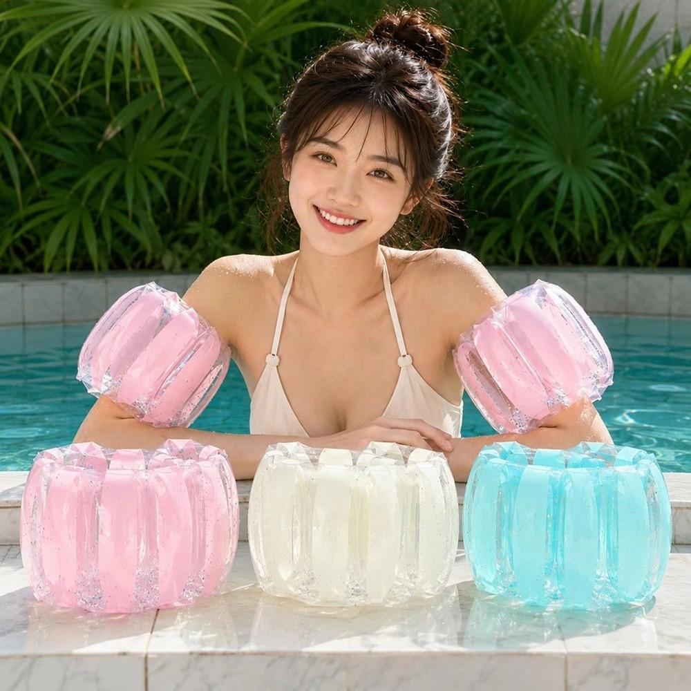 1Pair Double Air Inflatable Inflatable Arm Bands PVC Swimming Arm Rings Swimming Pool
