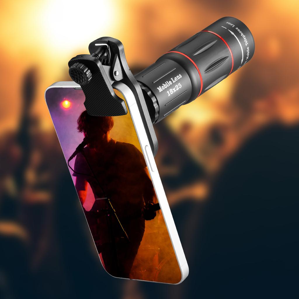 1 Stück 18-fach Teleobjektiv mit Einzelrohr, externe Kamera, geeignet für Mobiltelefone, Teleskope, Konzertaufnahmen