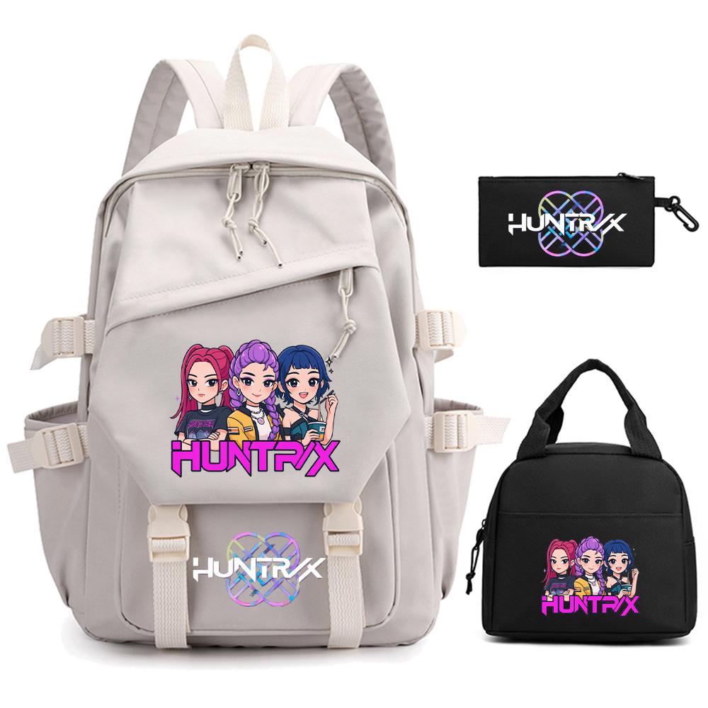 3 Stück/Set Cartoon Kpop Dämonenjäger Bedruckter Rucksack für Teenager Junge Mädchen Kinder Große Kapazität Schultasche Studenten-Buchtasche Damen Reisetasche Mochila