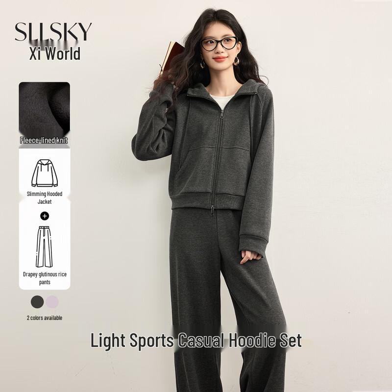 Sllsky Легкий флисовый комплект: худи и штаны M