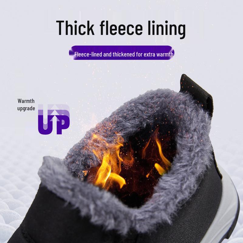 Men's Winter Cotton Snow Boots: Velvet-Lined, Thickened, Short Style for Couples & Elderly, Available in Plus Sizes