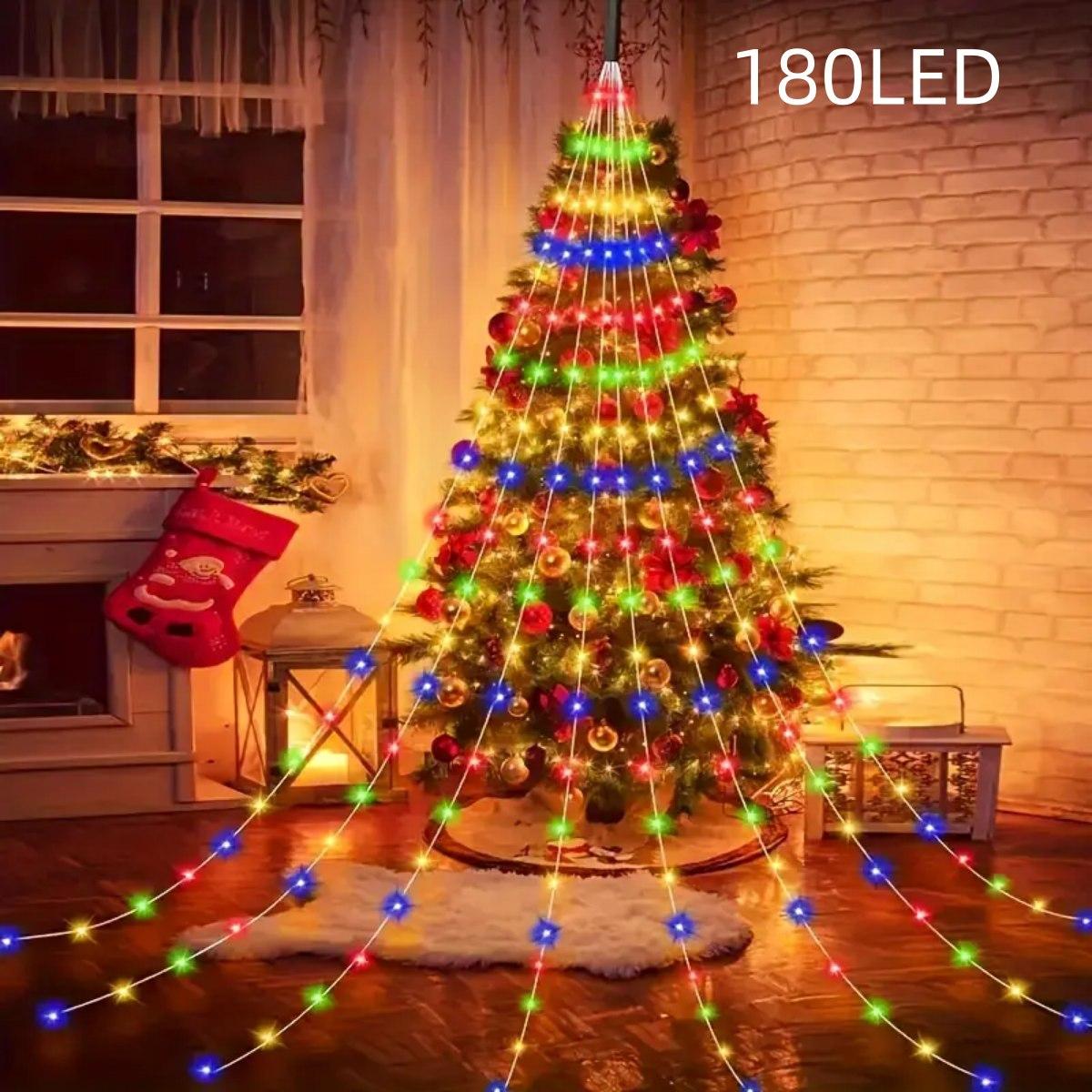 

1PC 180/270LED Outdoor Christmas String Lights USB Powered 8 Modes Waterfall Lights For Yard Party Home Holiday Xmas Decoration