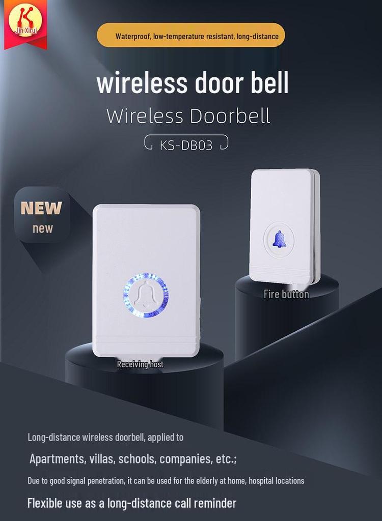 Customizable Wireless Doorbell with Long-Distance Remote Control and Personalized Packaging for Home & Apartment