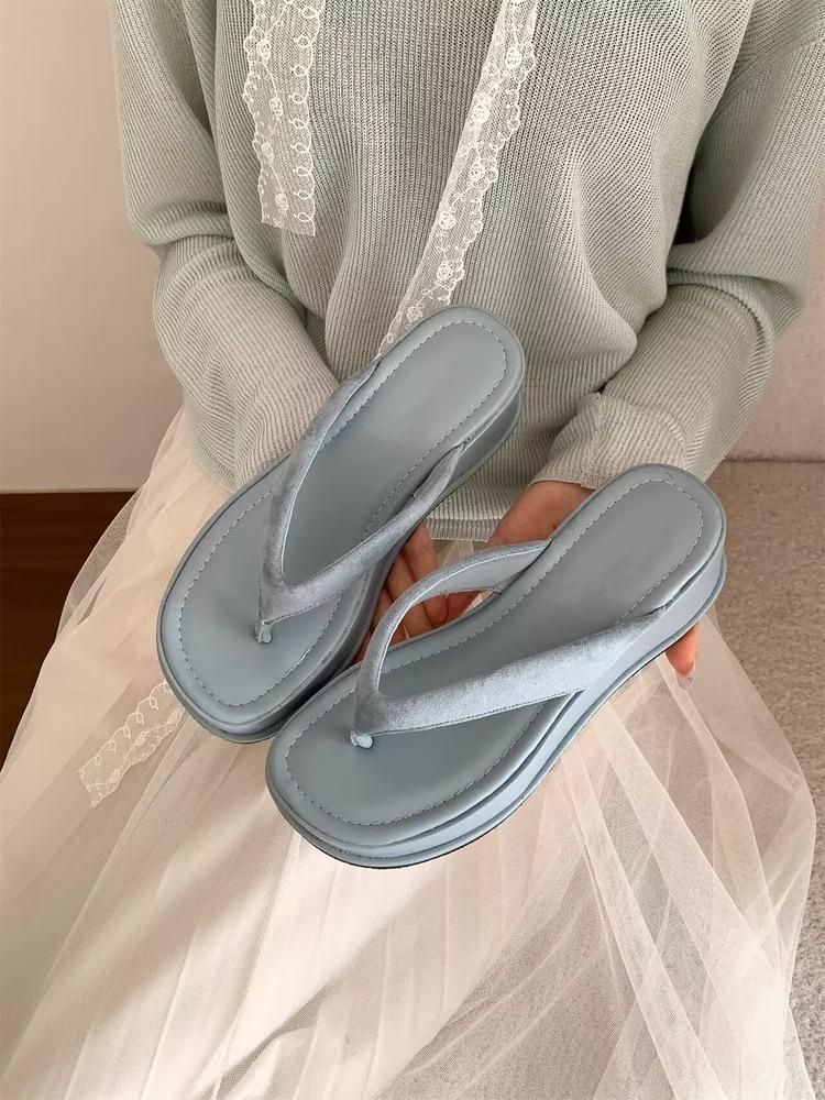 Keilabsatz High Heel Silber Kneif Zehensandalen Damenschuhe Oberbekleidung 2025 Sommer Plateau Erhöhung Schuhe Sandalen