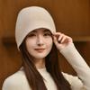 Ladies' 100% Cashmere Knitted Fisherman Hat Solid Color Ear Protection Hat Winter Fashionable Warm Water Bucket Yarn Basin Hat