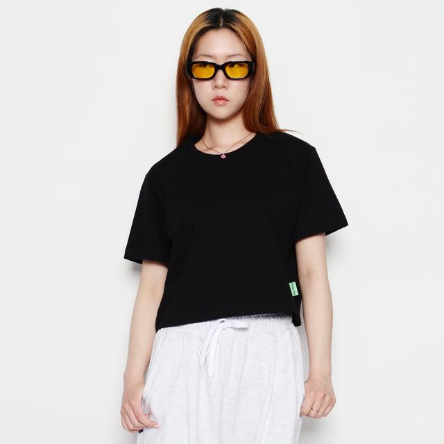 Studio 235 Basic Crop Plain Short Sleeve Black Free