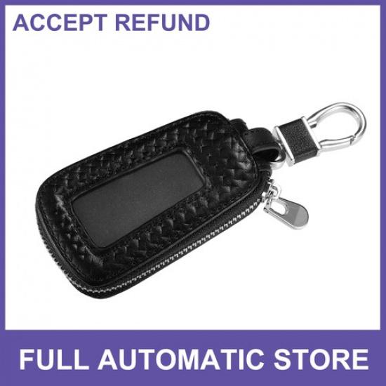 Single Car Key Fob Case Leather Remote Smart Key Fob Holder Black Universal