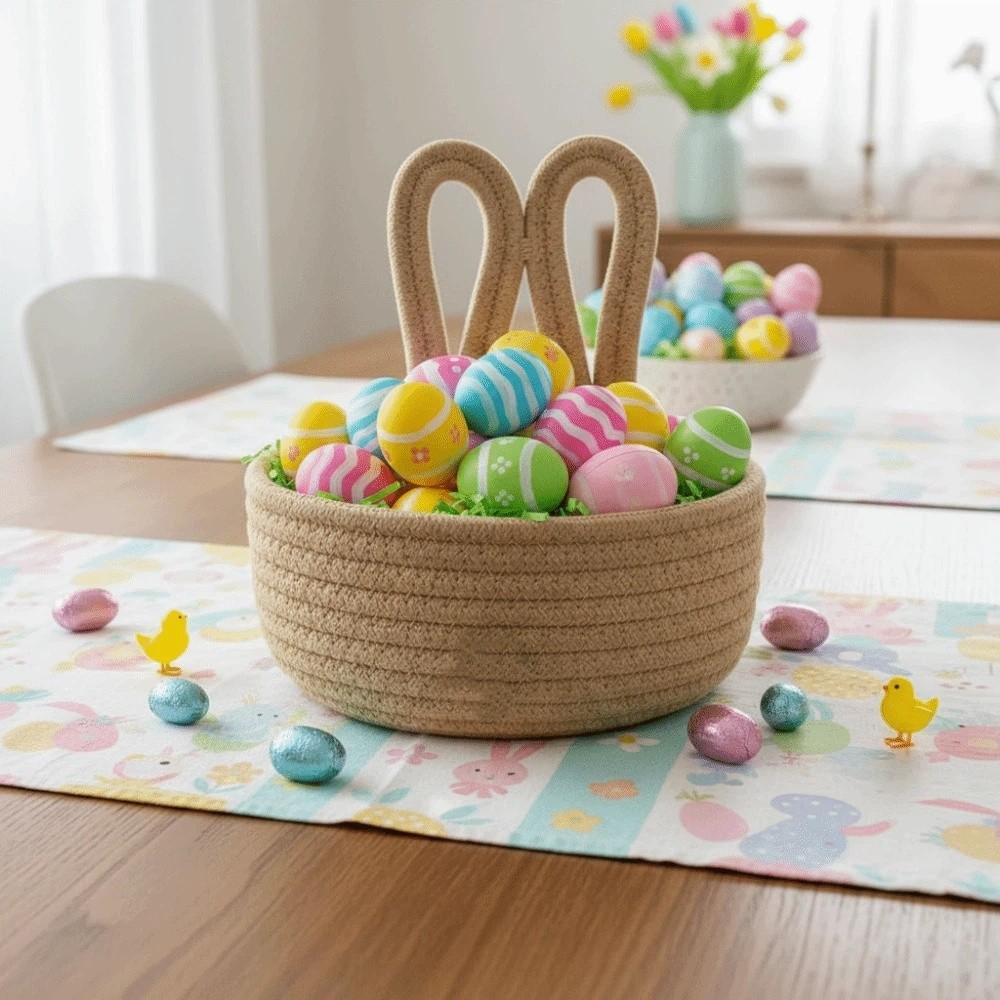 Cotton Rope Rabbit Storage Basket Cartoon Toys Storage Basket Easter Bunny Basket  Home Table Decor