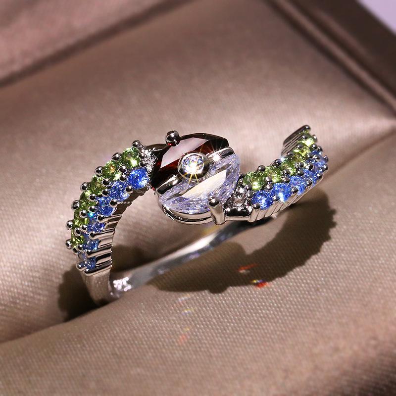 New Creative Rose Gold Two-Tone Elf Ball Zircon Ring For Women Wedding Party Engagement Jewelry Gift