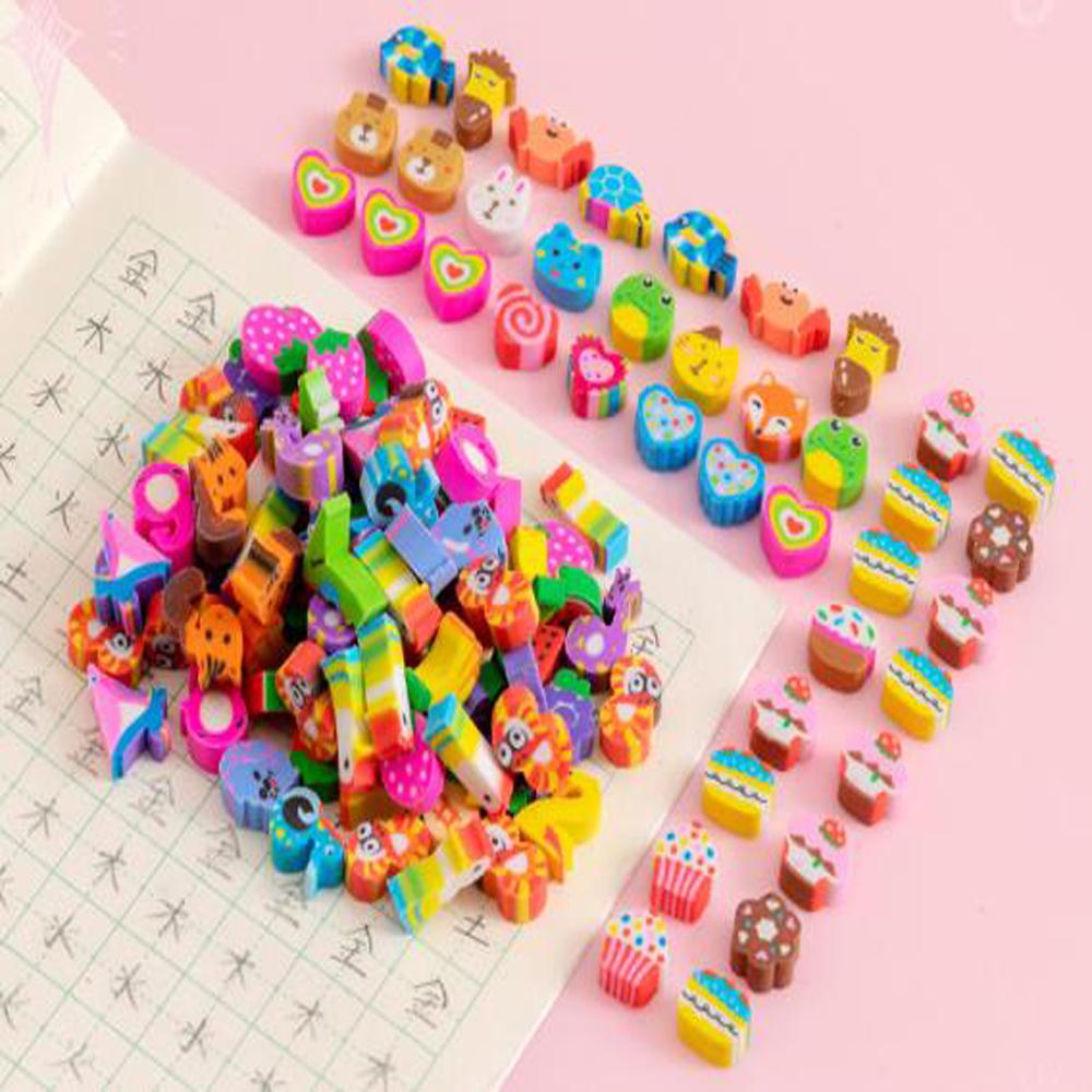 2PCS Random Style Cartoon Mini Eraser, Wipe Clean Paper Without Damage, Cartoon Three-dimensional Vivid Image