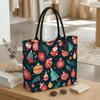  Christmas Pattern Canvas Tote Bag Large Capacity Portable Fashionable Daily Shopping Handbag
