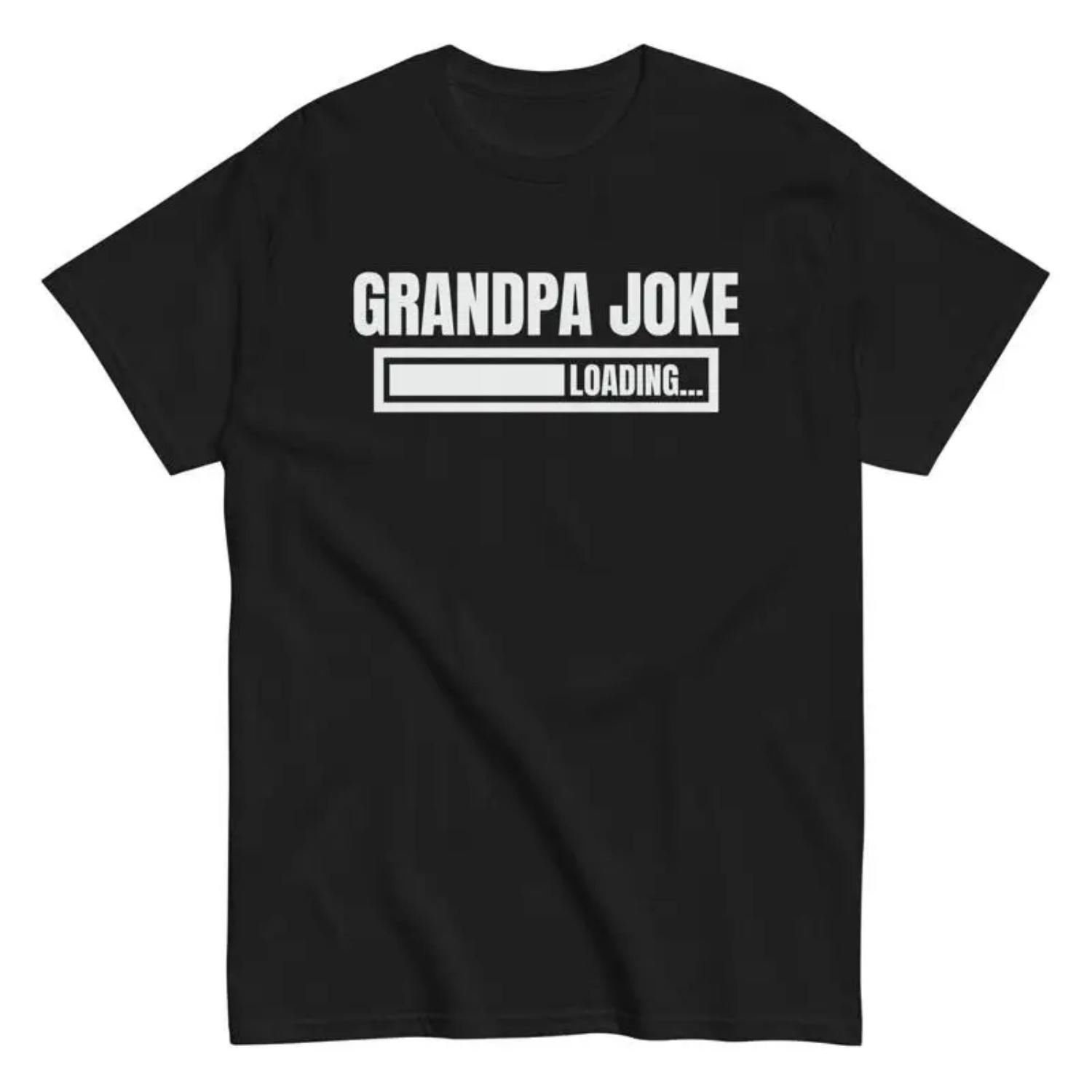Grandpa Joke Loading Funny Fathers Day Cotton T Shirt Grandfather Cute S чёрный