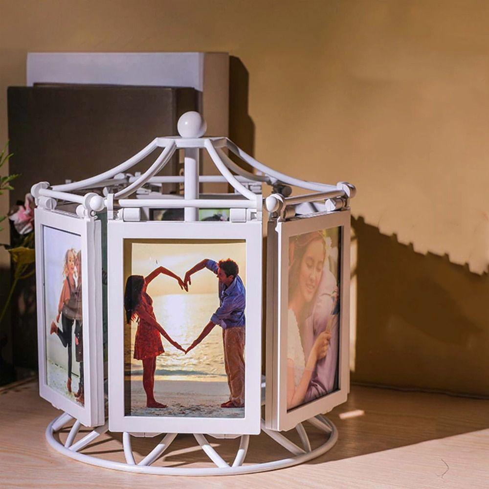 

5-inch Rotating Puzzle Photo Frame Personalized DIY Display Frame Wedding Photos белый
