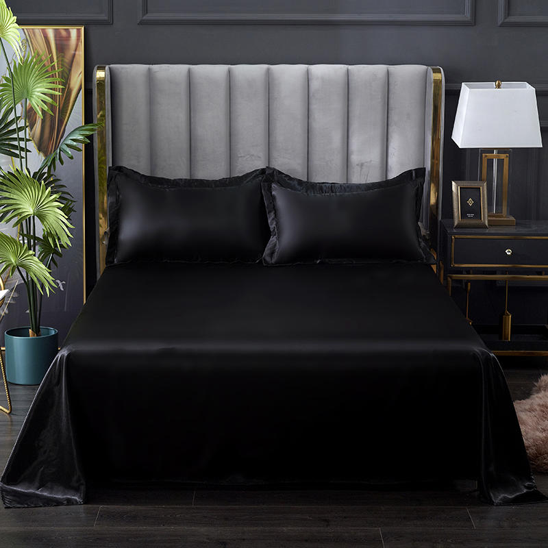 Bonenjoy 1 Stück Bettlaken für Sommer Eis Kühl Stoff Spannbettlaken Satin Glatt Flaches Bettlaken für Doppelbettwäsche (kein Kissenbezug)