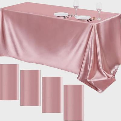 Rectangle Wedding Satin Tablecloth 57x102inch Bright Smooth Silk Table Cover for Wedding Banquet Anniversary Dining Table Decoration