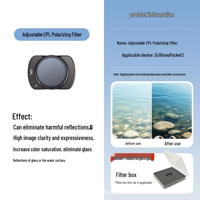 DJI Pocket 3 Filter Set: UV, CPL Polarizing, ND Neutral Density, OSMO Magnetic Wide-Angle Filters