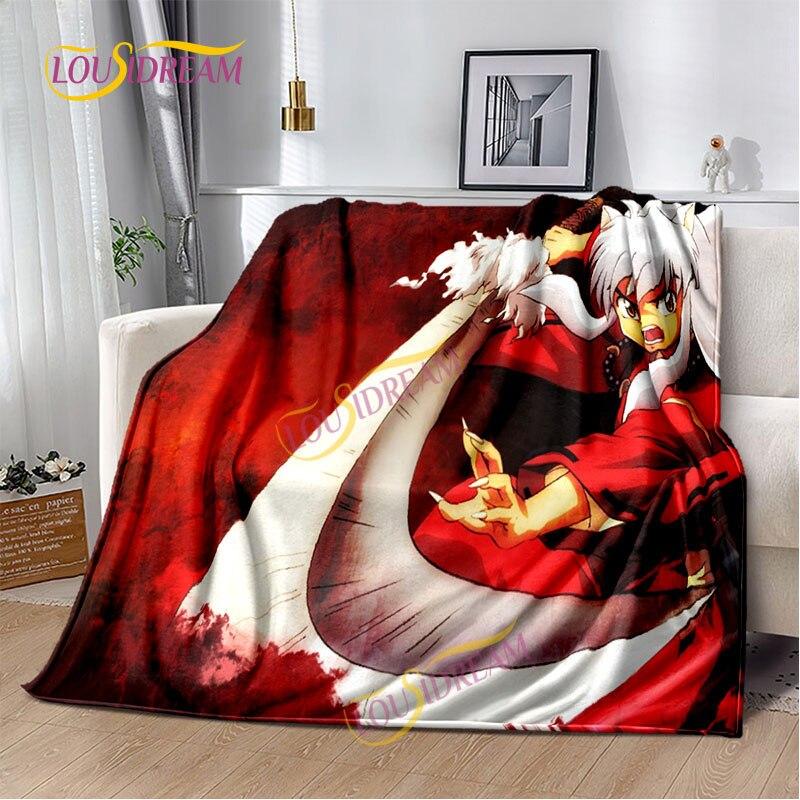 Inuyasha battaniyesi sıcak rahat çocuk battaniyesi karikatür pazen çarşaf kanepe örtüsü yürüyüş yetişkin ofis öğle yemeği molası battaniyesi.