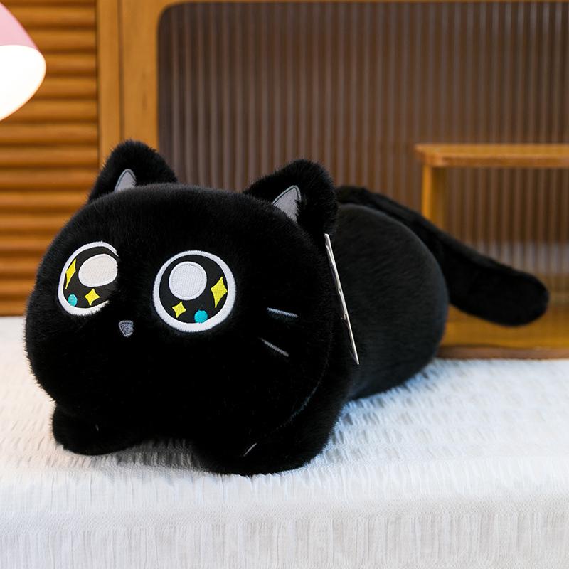 20/35cm Kawaii Soft Black Cat Plush Toy Stuffed Animal Cat Plushie Doll Pillow Cute Birthday Gift for Kids Girls Home Decor