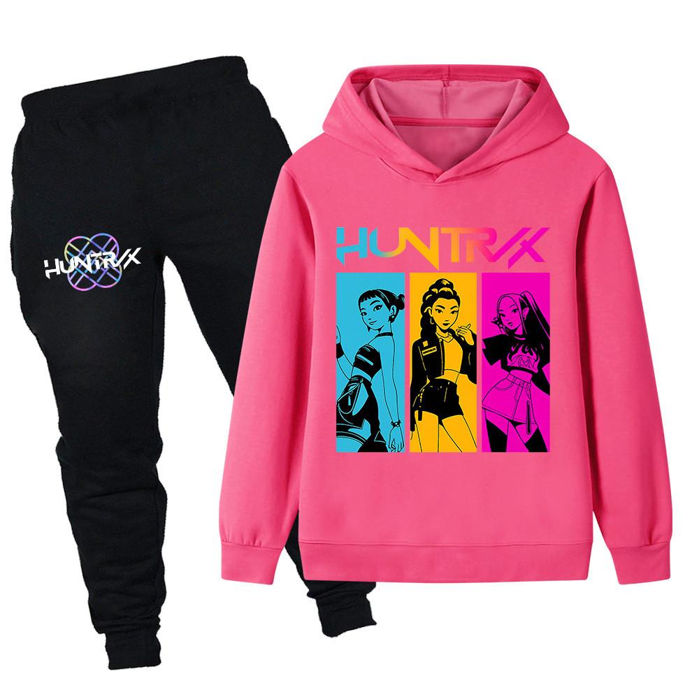 PB1203 Kinder Jungen Mädchen Kpop Mira Zoey Rumi Druck Langarm Kapuzenpullover Hose Hosen Kleidersets