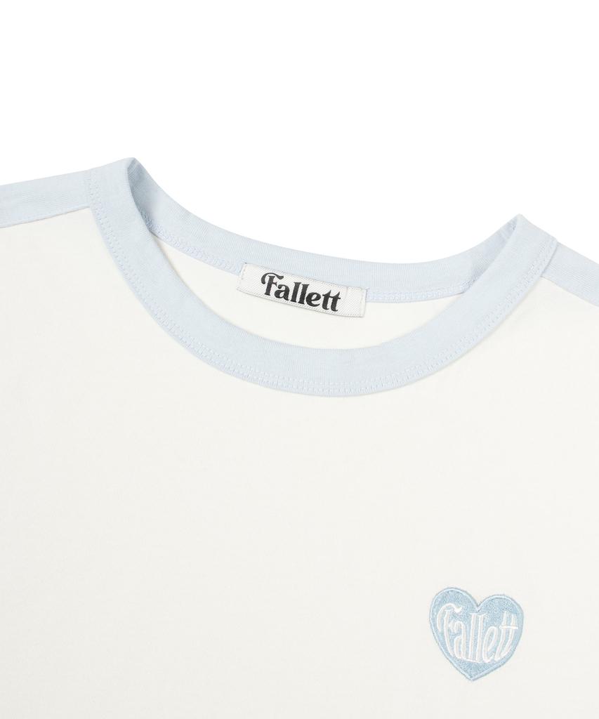 FALLETT Heart Emblem Ringer Short Sleeve T-Shirt Sky Blue