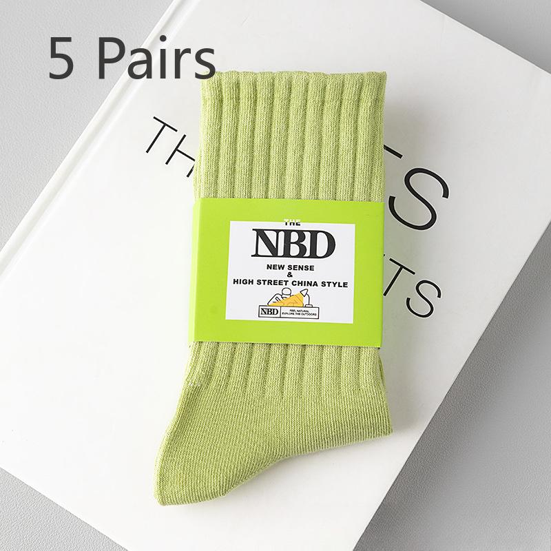 

5 пар мужских осенних спортивных дезодорирующих длинных носков из чистого хлопка 5 Pairs зелёный