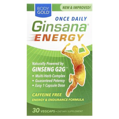 Ginsana Energy, Caffeine Free, 30 Veggie Capsules