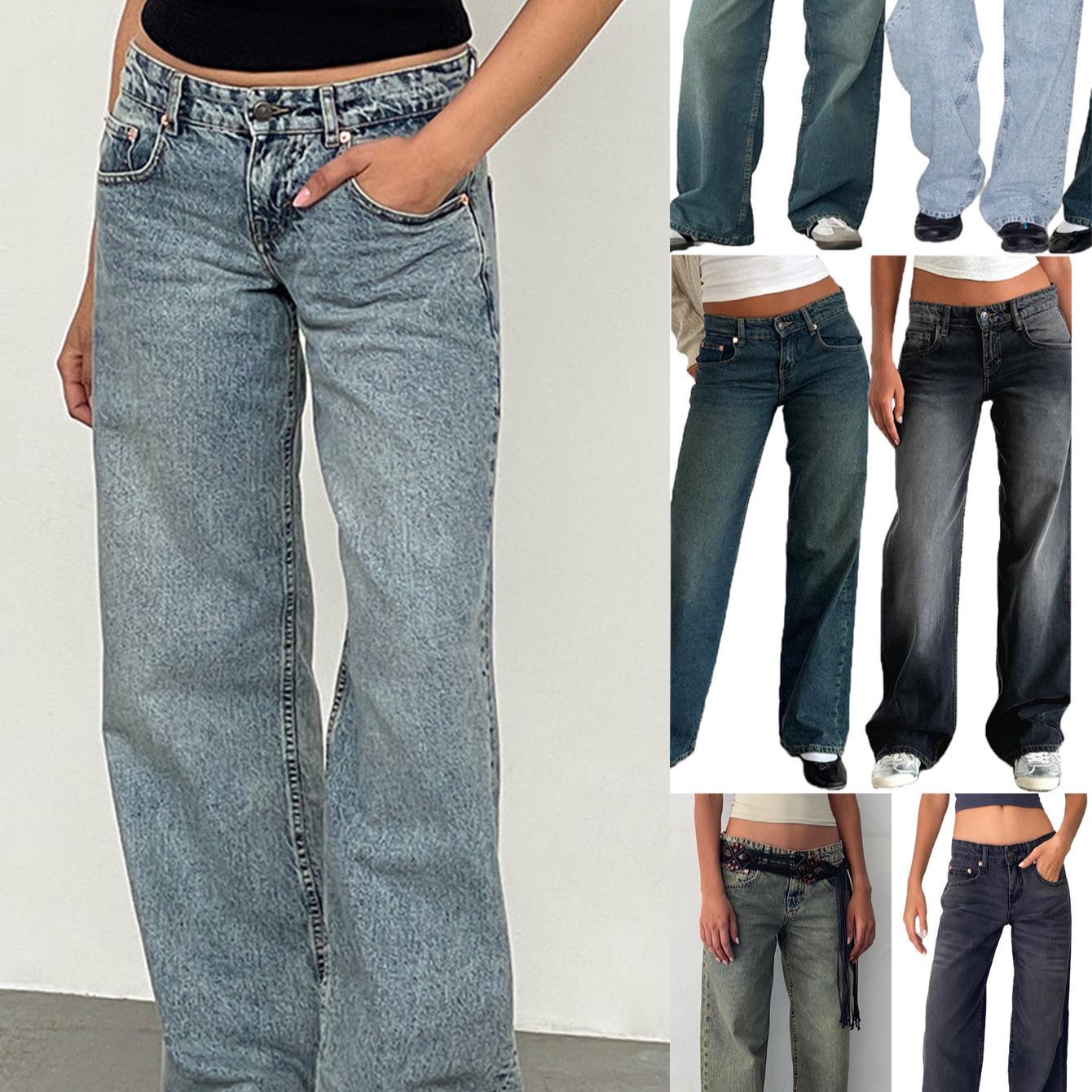 

High-Quality European & American Women s Straight Denim Jeans L