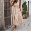 New casual simple style high waist sleeveless solid color dress long skirt waist