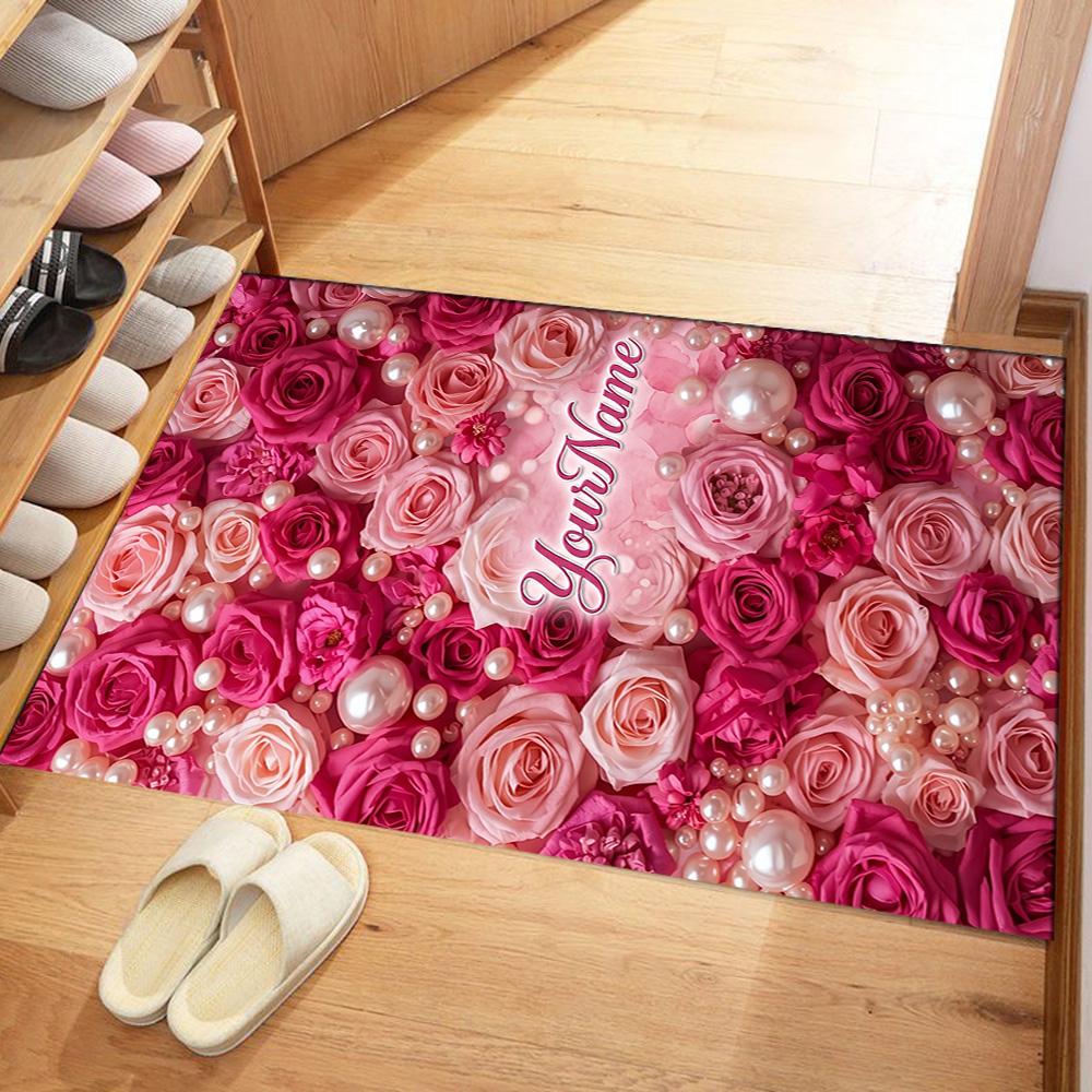 Rose Customize Text Floor Mat Suitable for Entryway Balcony Hallway Living Rooms Antislip Carpet Office home decor Best for Christmas