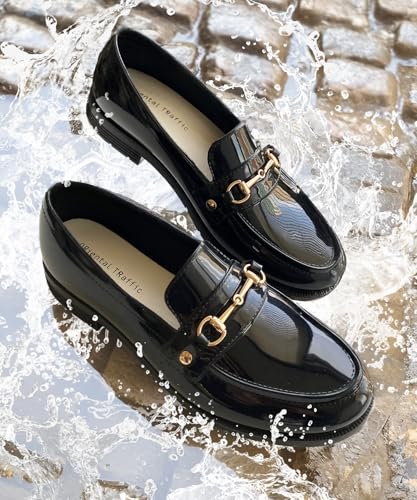 Bit Motif PVC Rain Loafers/Women's R-1021BLACK36