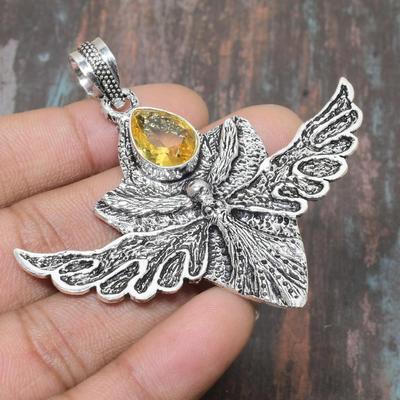 Citrine Gemstone Solid 925 Sterling Silver Handmade Wonderful Jewelry Pendant
