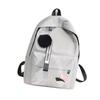 Large Capacity Printed Leaves Backpack Printed Leaves Canvas Rucksack Student Schoolbag  Female