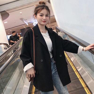 Giacca Suit Casual Chic Larga Stile Coreano Nera da Donna 2022 - Primavera/Autunno