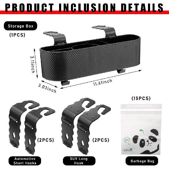 Dikno Car Headrest Backseat Organizer with Cup Holder, Multi-Functional Rear Seat Hanging Food Drink Snack Storage Box, Universal Auto Interior