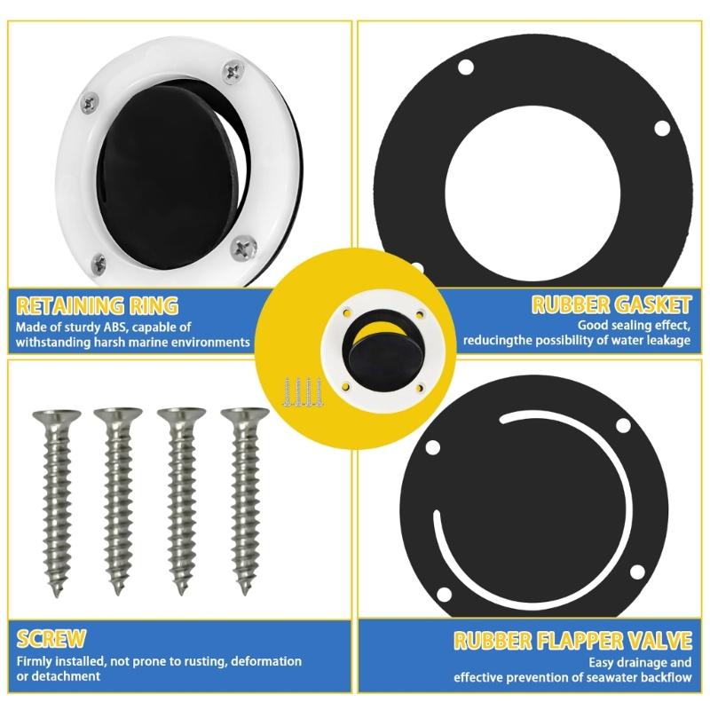 ABS Rubber Boat Drain Outlet Kit Prevents Water Backflow For Fishing Boats And Speedboats