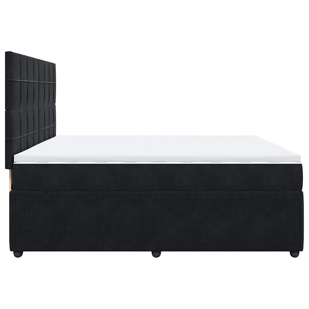 Box Spring Bed with Mattress Black 200x200 cm Velvet