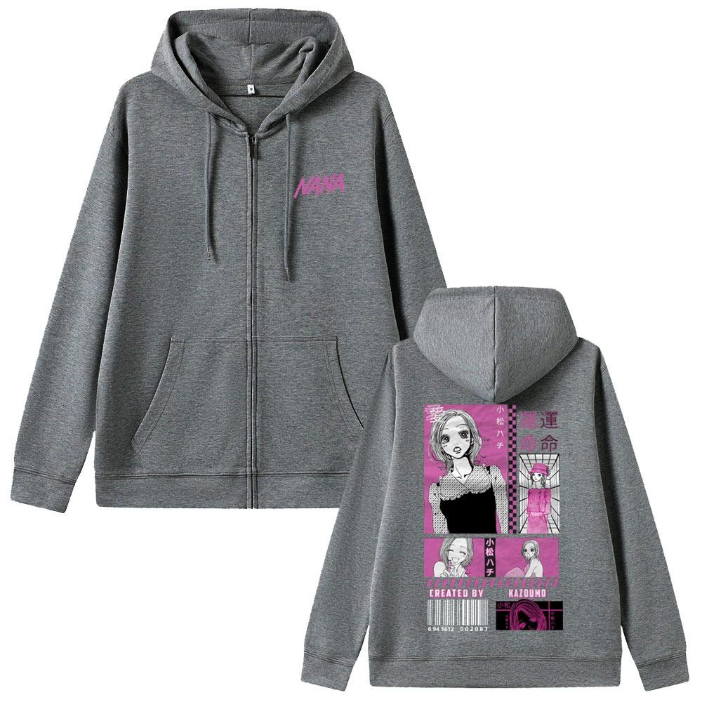 Komatsu Nana Pattern Zipper Hoodie Zipper Men's and Women's Manga Art Aesthetics Zipper Sportswear