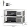 Small Animal Hutch for Guinea Pigs and Dwarf Rabbits, Two-story, Wood, Grey