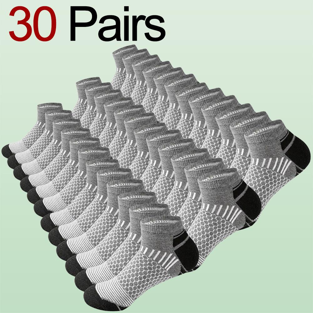 6/12/30 Pairs Men Low Cut Socks Fashionable Versatile Odor Resistant Sweat Absorbing Comfortable Breathable Elastic Sports Socks