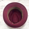 Used STETSON maxim Burgundy Wool Hat Black Ribbon Feather Decoration Hat Folded Hat Wine Red 57.5cm