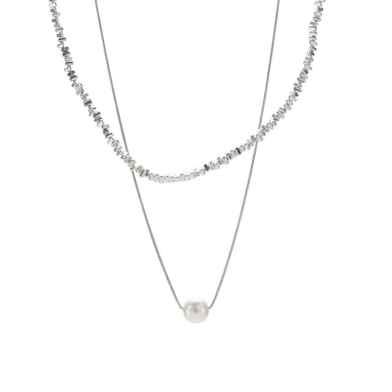 Imitation Pearl Pendant, Necklace Jewelry Stacked with High-end Light Luxury Niche Irregular Collarbone Chain Accessories