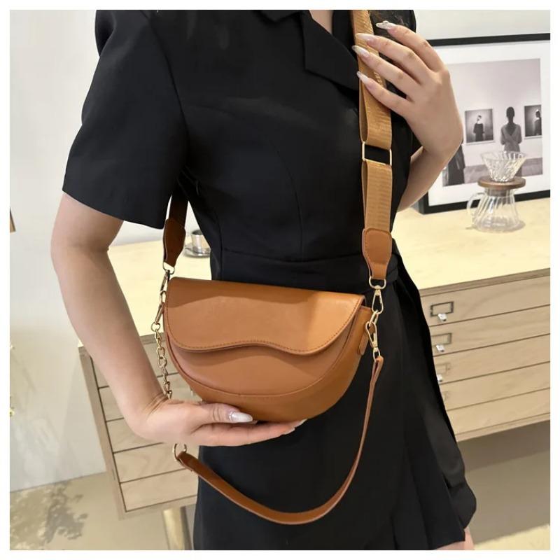 Fashion Double Straps Shoulder Bag Casual Solid PU Leather Versatile Crossbody Bags for Women Festival Gift