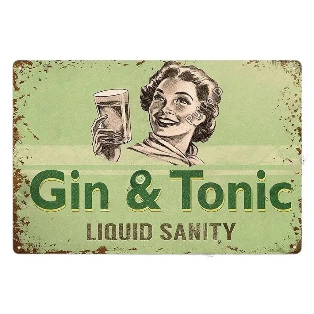Plaque Metal Tin Signs Drink Gin Tonic Wall Decoration Vintage Art Posters Iron Painting for Man Cave Home Cafe Garden Club Bar